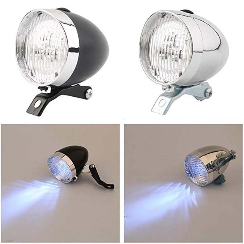 Faro delantero Retro para bicicleta, lámpara de linterna Vintage con soporte, 3 LED