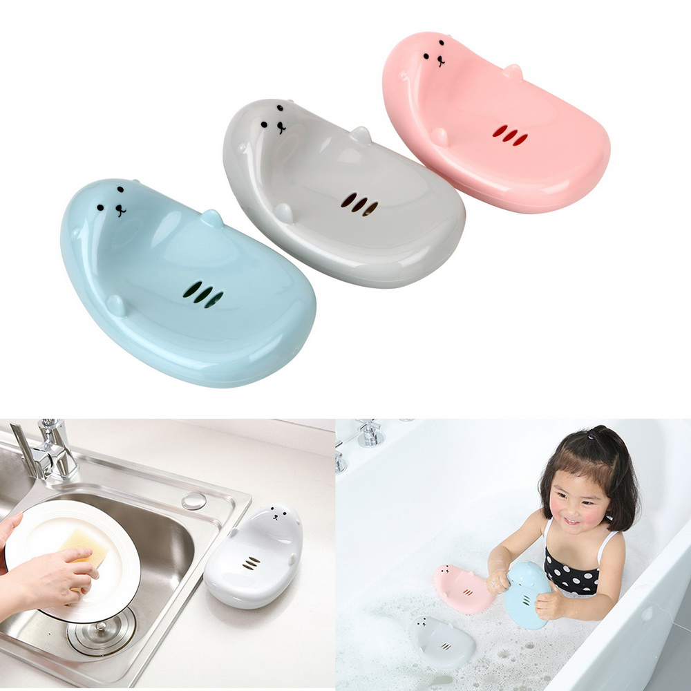 Sink Spons Box Container Badkamer Accessoires Afvoer Zeepkist Schattige Beer Vorm Wasruimte Organisator Zeepbakje Case Plastic Houder
