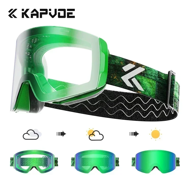 KAPVOE Photochromic Ski Goggles Double Layers Lens Anti-fog UV400 Ski Glasses Winter Sports Skiing Snowboard Men Women Snow: PURPLE