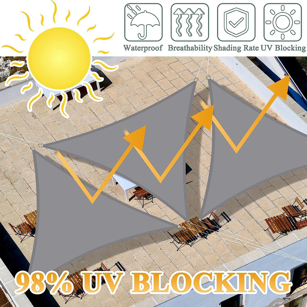 Toldo de vela triangular para sombra de sol, impermeable, bloque UV, tela de sombra para Patio exterior, jardín, patio trasero, tienda de campaña para coche, 2/3/3,6/5M