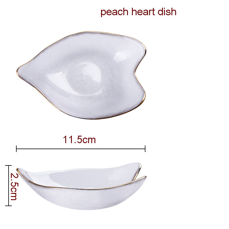 Japanese Style Cherry Blossom Dish Handmade Transparent Glass Snack Dip Bowl Matte Phnom Penh Dish Household Tableware: small peach heart