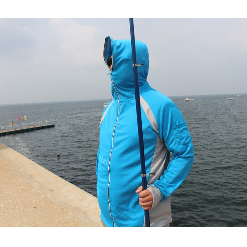 TRVLWEGO-Camiseta de manga larga para hombre, camisa de secado rápido con protección UV, azul claro, para escalada, senderismo, pesca, ropa para exteriores