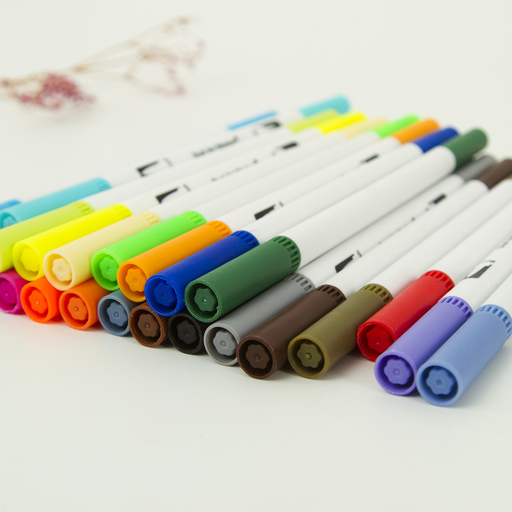 12/24/36/48/72/100/120 dobbeltspids vandfarve kunstmarkør, pensel highlighter pen til håndbogstaver skitsering note