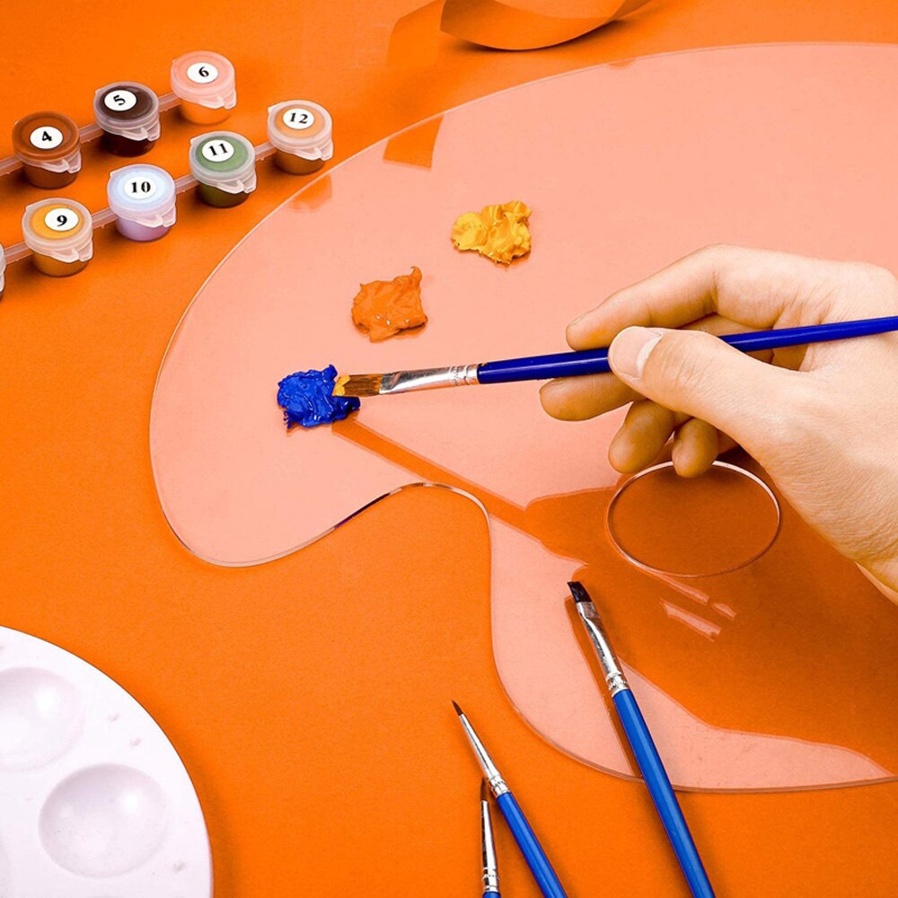 1PC Paint Palette Oval Palette Transparent Acrylic Painting Artist Mix Gouache Paint Palette