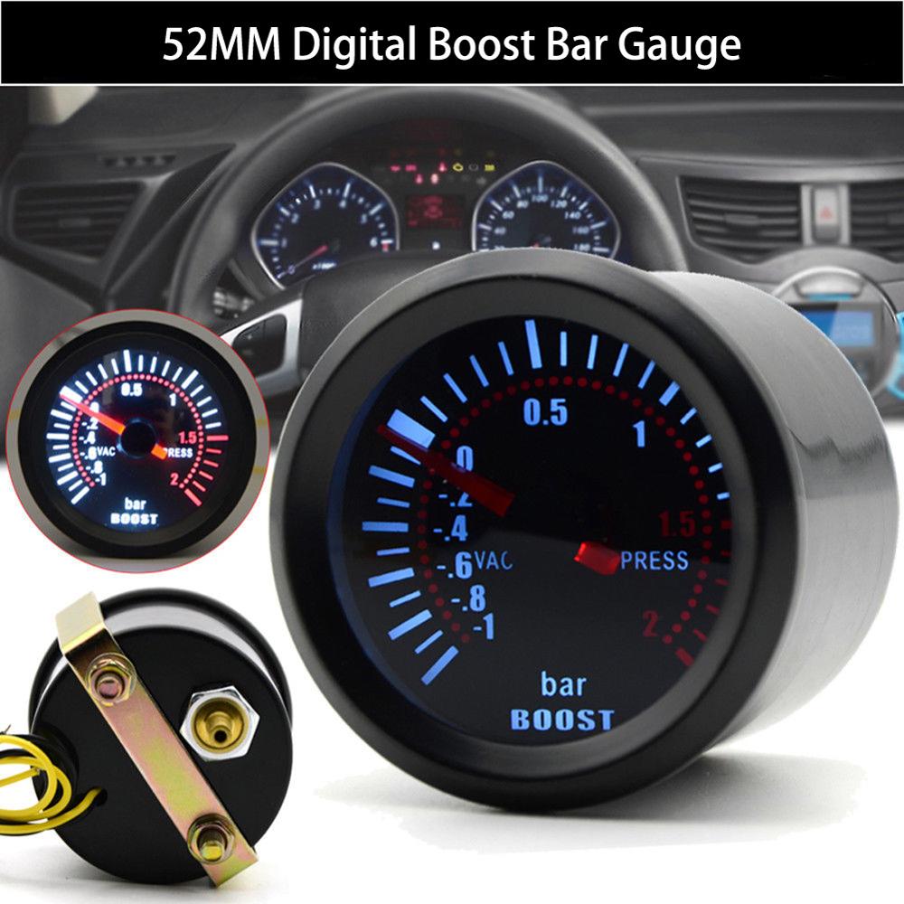 2" 52mm Digital Boost Bar LED Smoke Face Car Auto Bar Turbo Boost Gauge Meter With Sensor and Holder AD-GA52BOOSTBAR