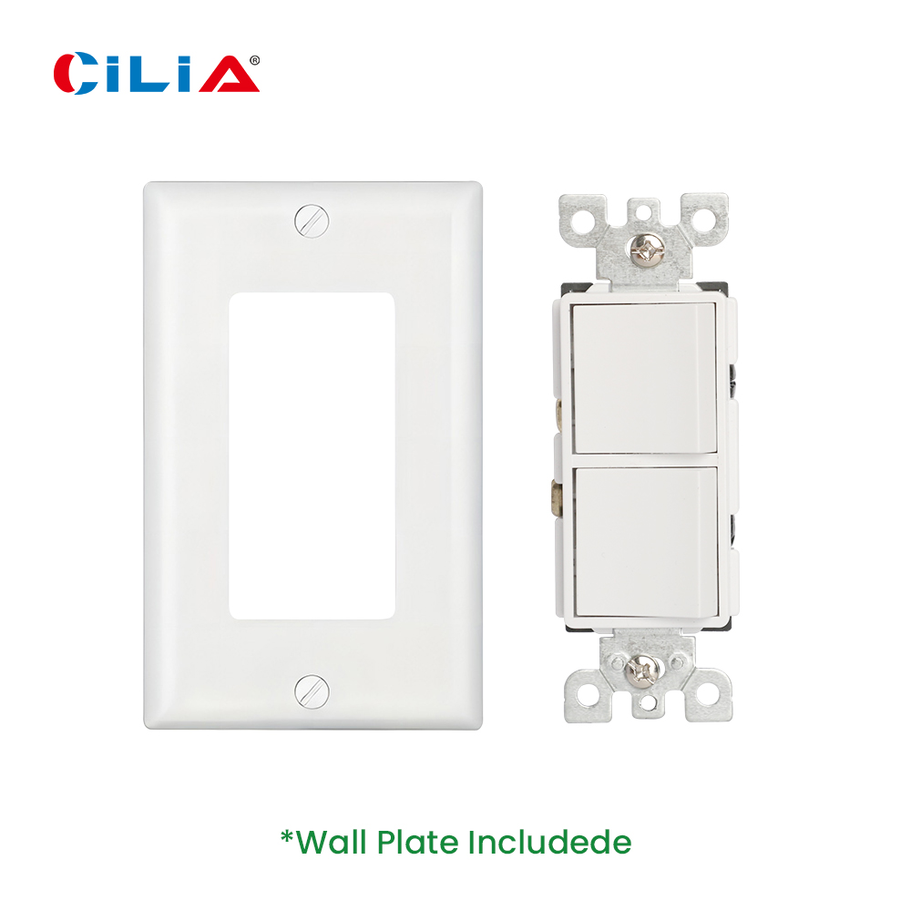 1pc US standard double switch, large size, with PVC white panel, wall panel light switch socket cover