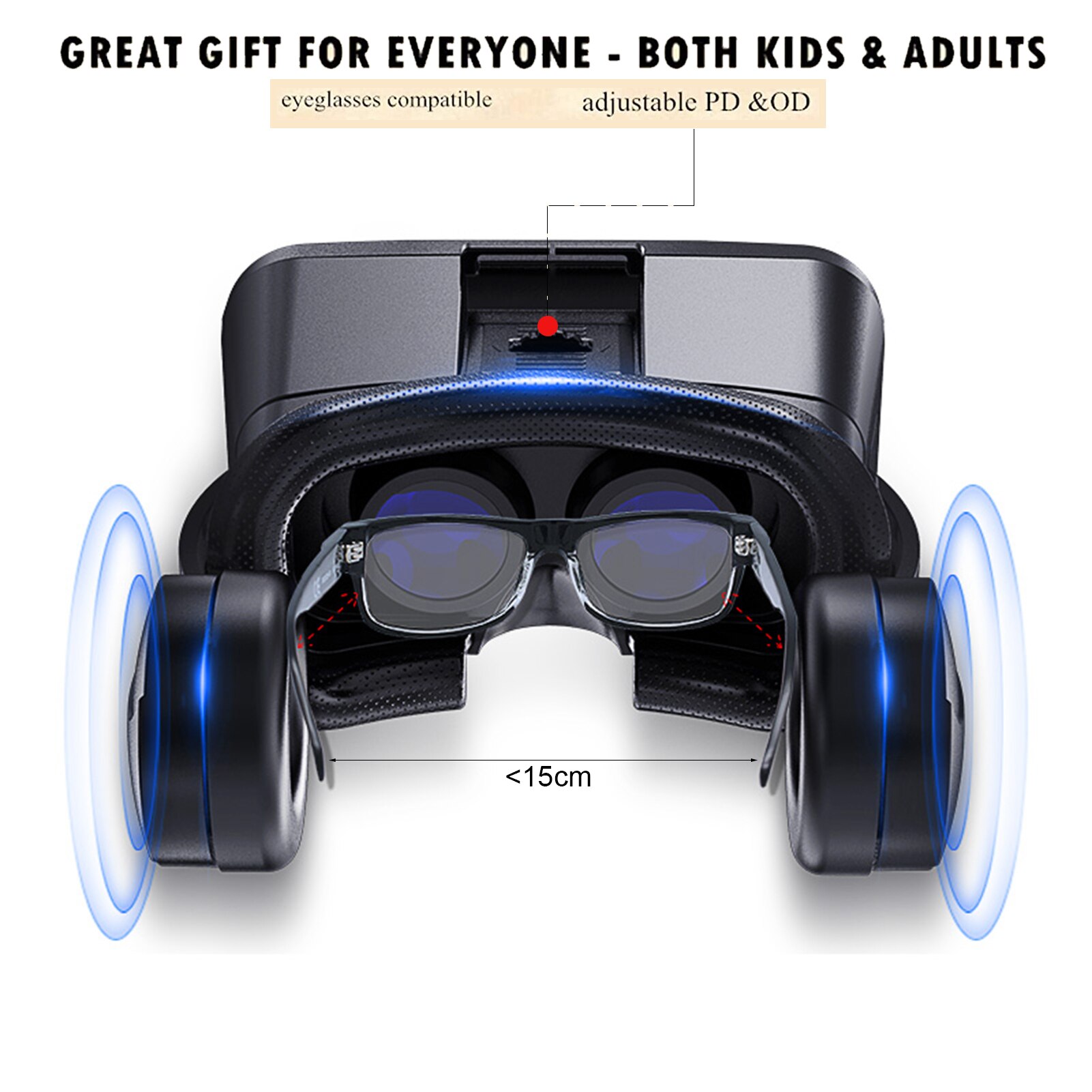 3D VR gafas 3D Realidad Virtual de realidad Virtual apoyo 0-600 miopía lentes binoculares VR gafas para 3,5 a 6 pulgadas de dispositivos Smartphone