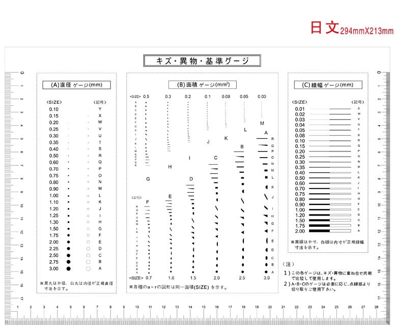 294x213mm Dot Area Line Standard Table High Transparent Soft PET Micrometer Calibration Film Ruler QC Defect Measurement Tool: Japanese