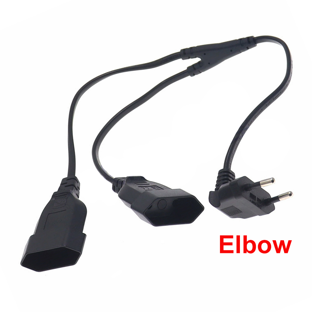 Cee7/16 Eu 2 Prong Man Naar Vrouw Dubbele Output,2 Manieren Uitlaat Verlengsnoer Europese M/F Power Splitter Kabel 49Cm: Goud
