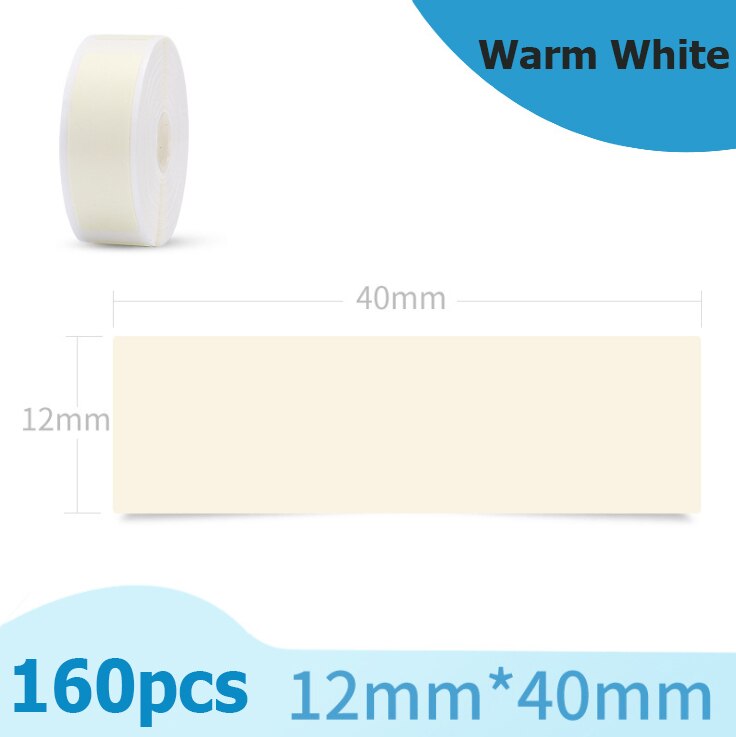 Niimbot D11 Thermal Label Paper Supermarket Price Label sticker Waterproof Anti-Oil Pure Color Scratch-Resistant Labels: Warm White 12x40mm