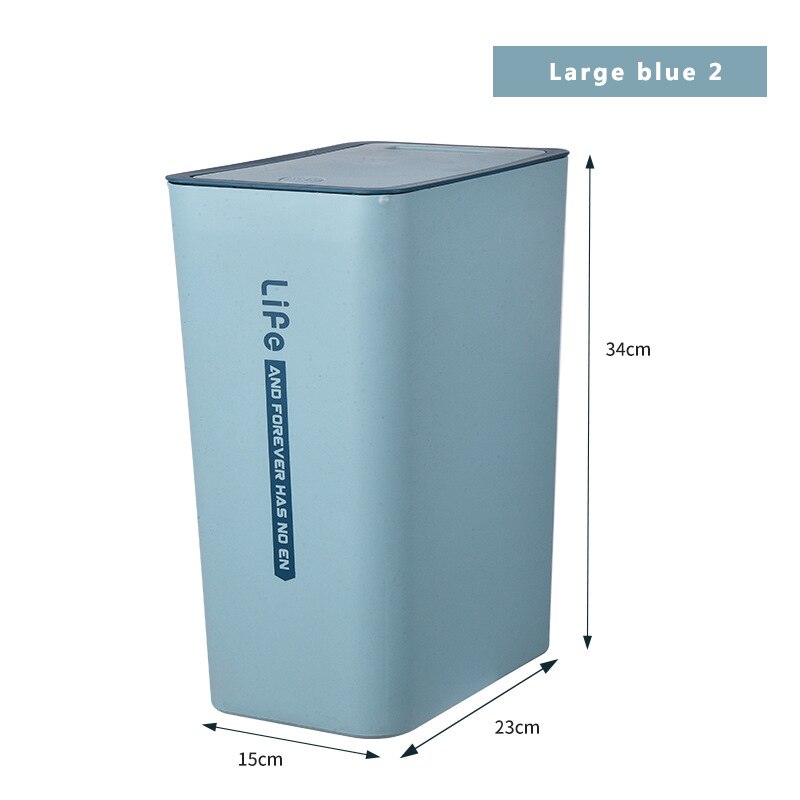 10/15L Nordic Press Waste Bin With Lid Kitchen Recycling Bins Bedroom Thickened Plastic Classification Trash Can: Blue2-L