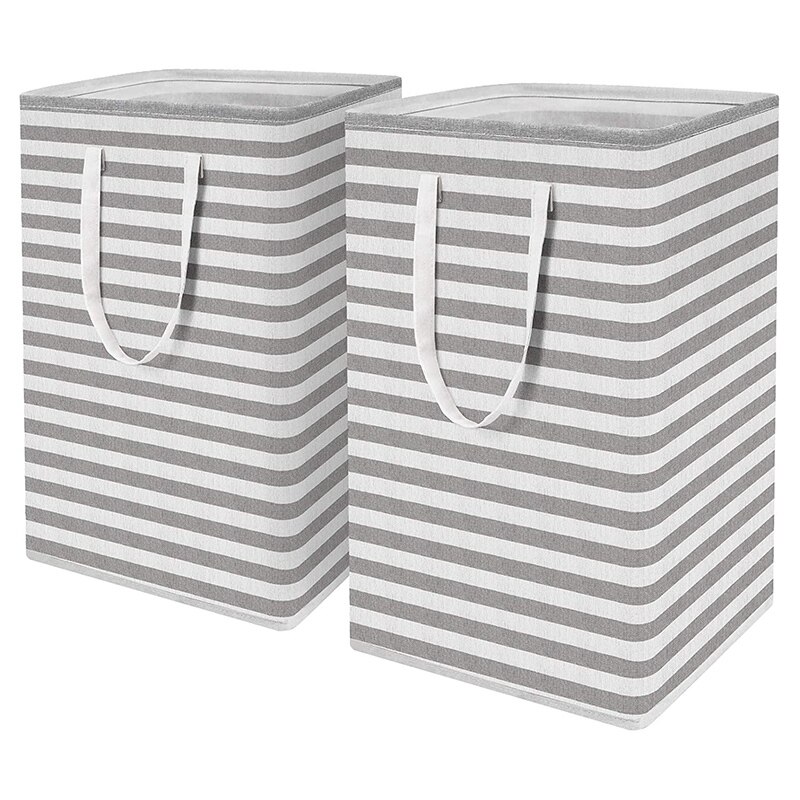 2Pcs Wasmand Inklapbare Grote Wasmanden Met Handgrepen Vrijstaande Waterdichte Kleding Wasmand: Default Title