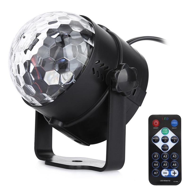 Sound Activated Roterende Disco Ball Dj Party Verlichting 3W 3LED Rgb Led Podium Verlichting Voor Kerst Bruiloft Geluid Party lichten