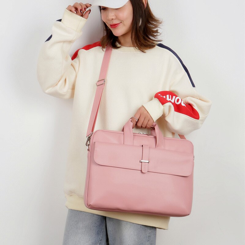 Bolsos de hombro para ordenador portátil para mujer, maletín de documentos A4, bolso de trabajo de negocios, sólido, Negro, Rojo, gris, para ordenador de 13, 14 y 15 pulgadas