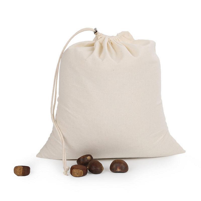 Cotton Drawstring Bag Beam Shopping Bag Fruit Vegetable Grain Seed Storage Pocket Reusable Bread Squeeze Bag Small Coin Purse