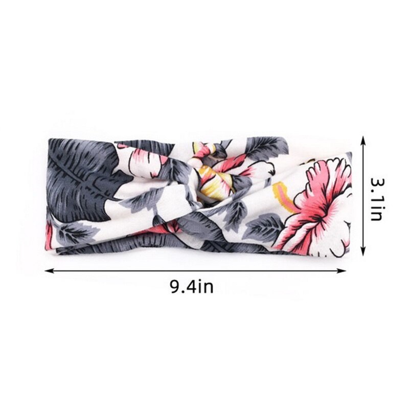 Women Flower Headband Floral Prints Elastic Turban Cross Knot Hair Band Wide Stretch Girls Sports Yoga Headband Hair Accessories
