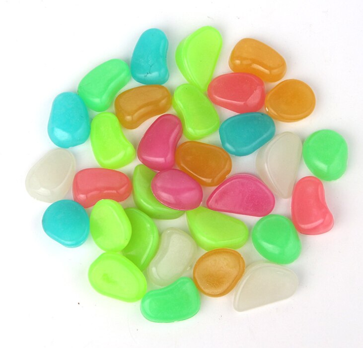 100 Pcs Tuin Decor Lichtgevende Speelgoed Stenen Glow In Dark Decoratieve Steentjes Outdoor Aquarium Decoratie Pebble Rotsen Aquarium
