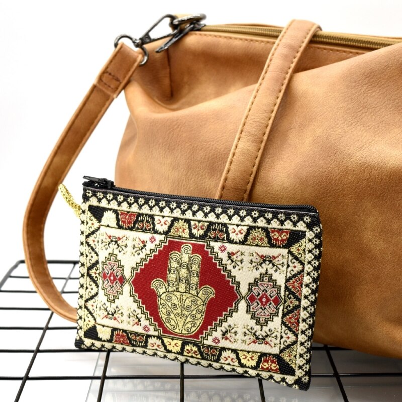 Purse Turkish. Fabric zipper purse, fatima Istanbul hand: Red