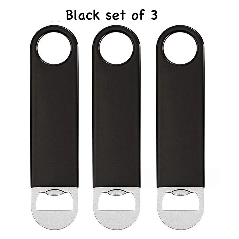 Rvs Bar Blade Bier Flesopener, Barman Flesopeners, Snelheid Openers Set Van 3: Black set of 3