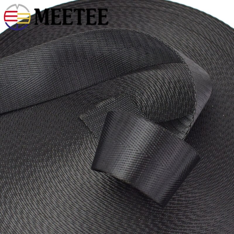 Meetee 5Meter Nylon Black Webbing Tape 25/32/38/50Mm Visgraat Patroon Rugzak Stof Band diy Riem Naaien Accessoires