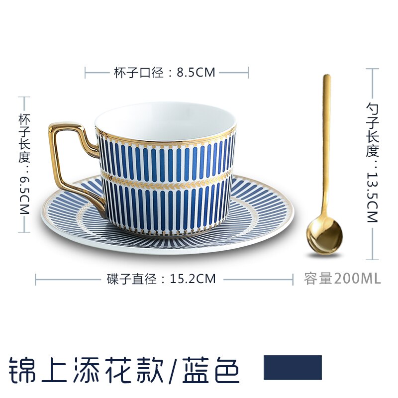 Äthiopischen Luxus Kaffee Tasse einstellen Porzellan Gold Tasse Untertasse Löffel einstellen Gestreifte Geschäft Tee Tassen Xicaras Königlichen Tasse einstellen AC50BD: Stil2