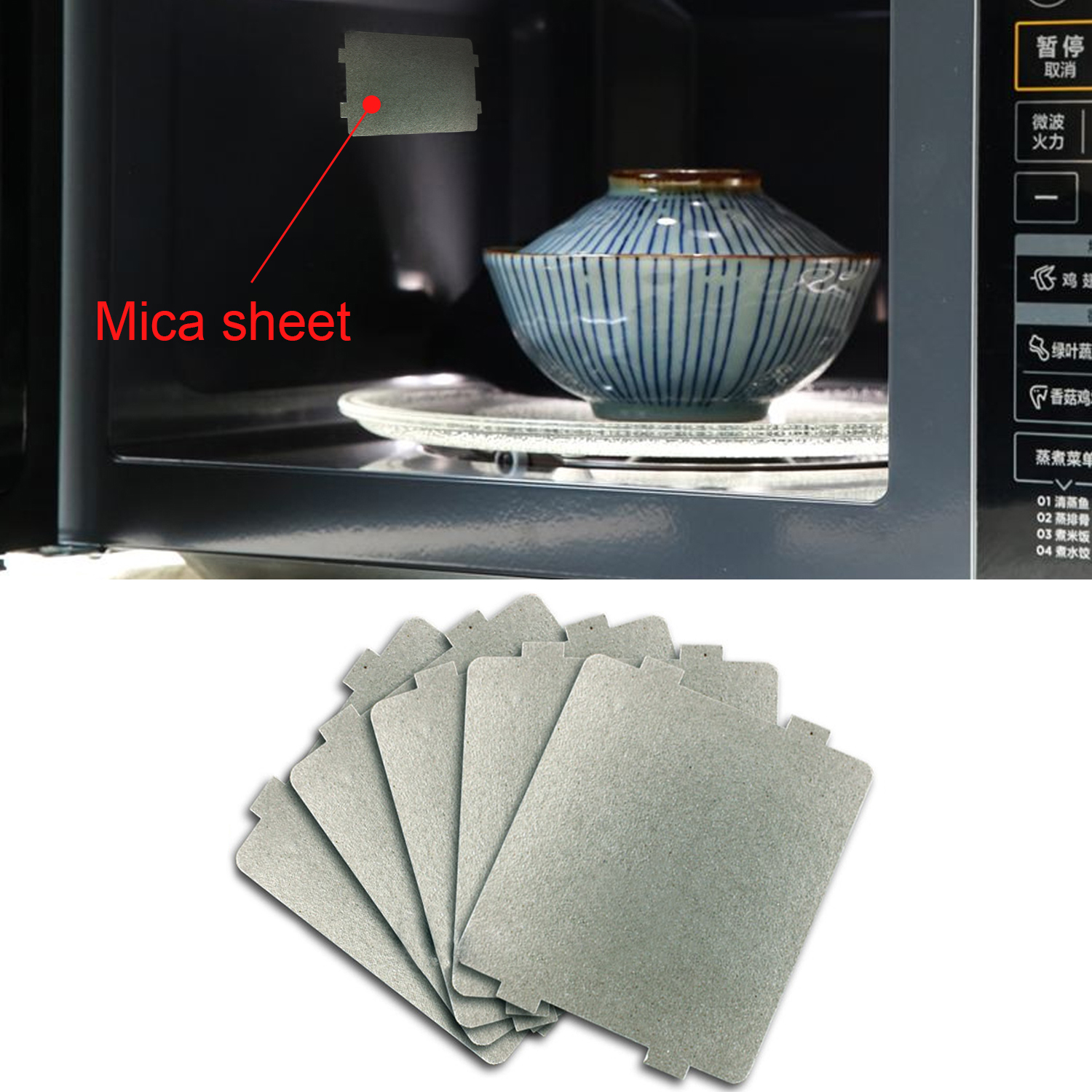 Behogar 5pcs Microwave Oven Mica Plate Sheet Paper Thick Repairing Part Accessories Replacement for Midea Home Use 9.9 x 10.8cm