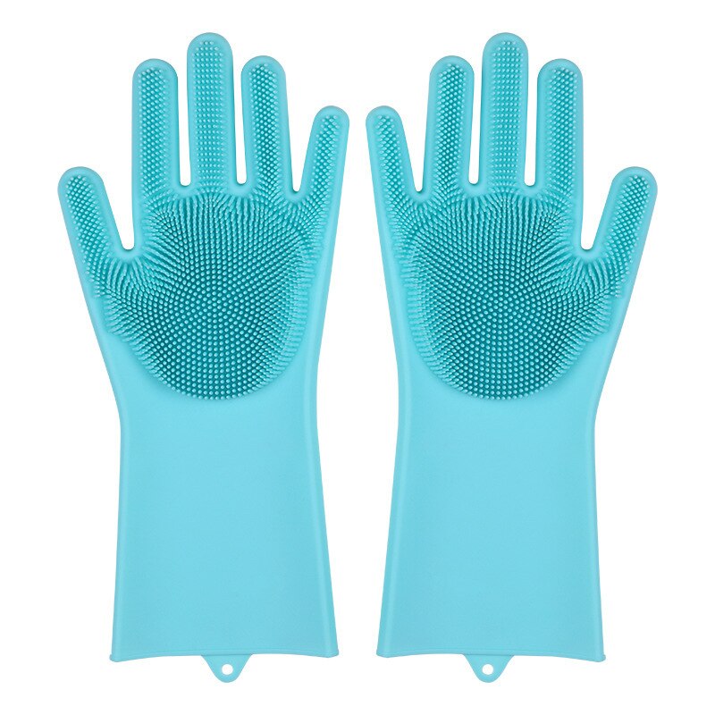 2pcs Silicone Cleaning Gloves Multifunction Magic Silicone Dish Washing Gloves For Kitchen Household Silicone Washing: Blue