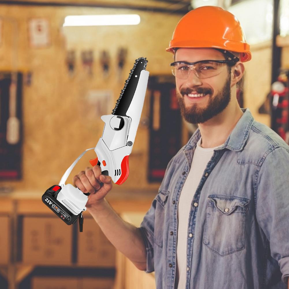 Mini Rechargeable Garden Logging Saw For Home Use Quick Outdoor Cutting One Hand Saw Handheld Mini Electric Chainsaw