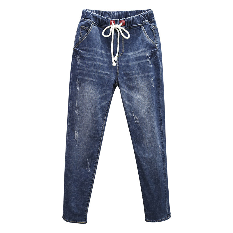 Jean maman grande taille pour femme, 100kg, ample, élastique, taille haute, Harem, Denim, automne et hiver