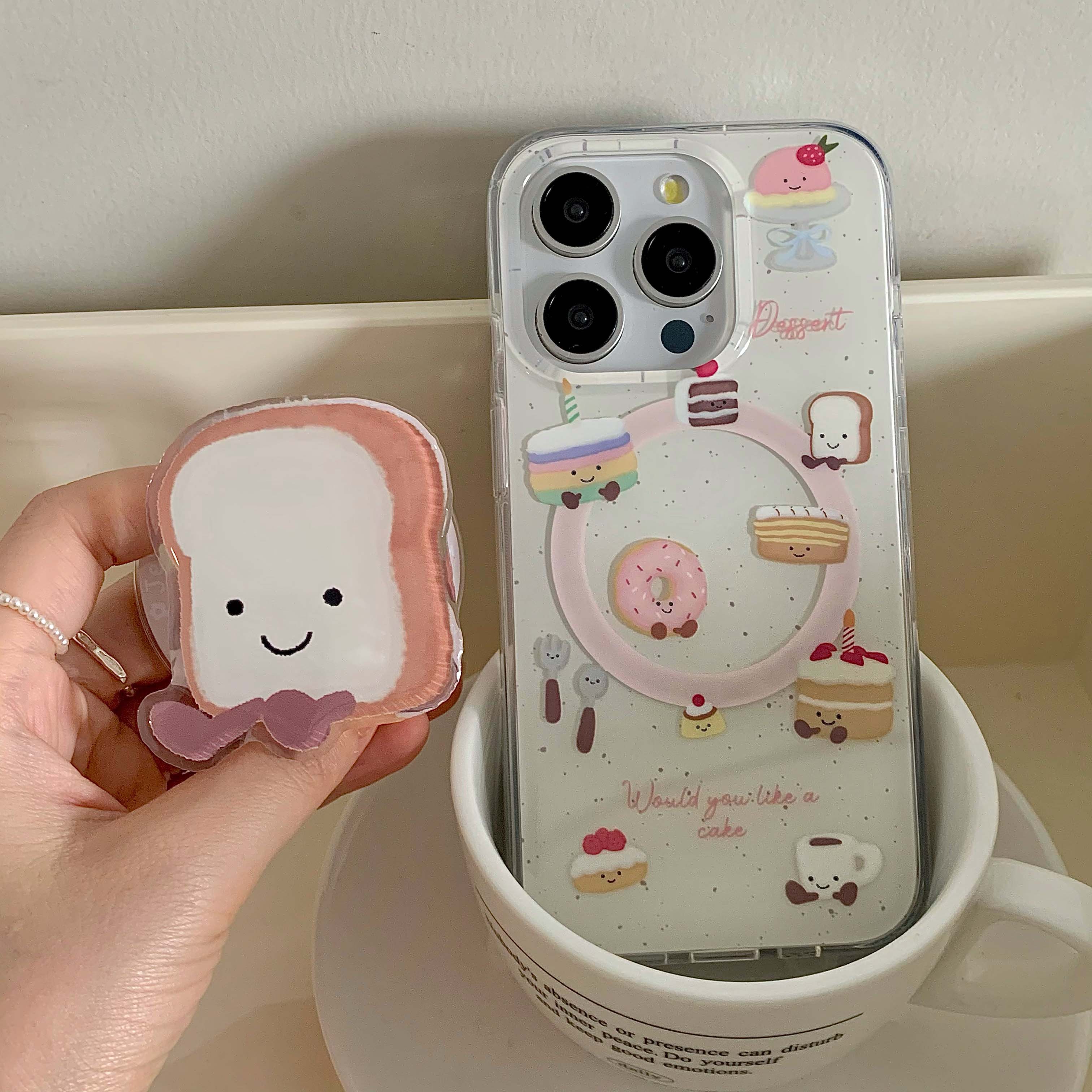 Nette Karikatur Nachtisch Kuchen Telefon fallen Magnetische Fundas Für Iphone 14 Profi Max 13 14 15 Profi max 15 Profi Max 12 13 Profi Ständer Halfter Hülse