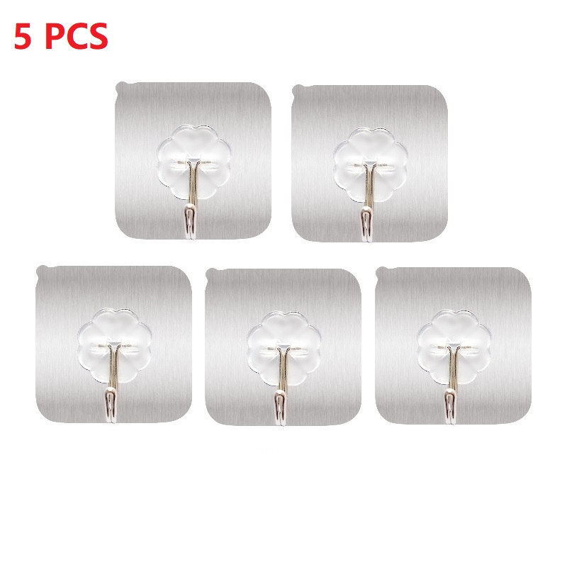 1-10 pezzi ganci autoadesivi resistenti in acciaio inossidabile trasparente appendiabiti per chiavi per cucina porta del bagno parete multifunzione: Grigio scuro