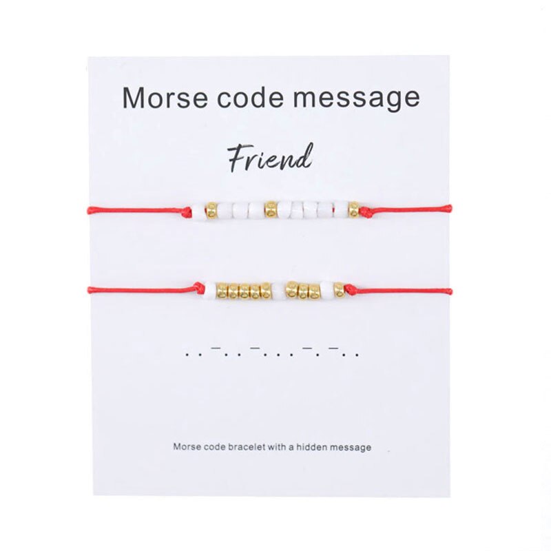 Set van 2 morsecode armbanden met kralen, beste vriend, vriendschapsarmband, morsecode sieraden, beste vriend, bijpassende armband voor koppels.