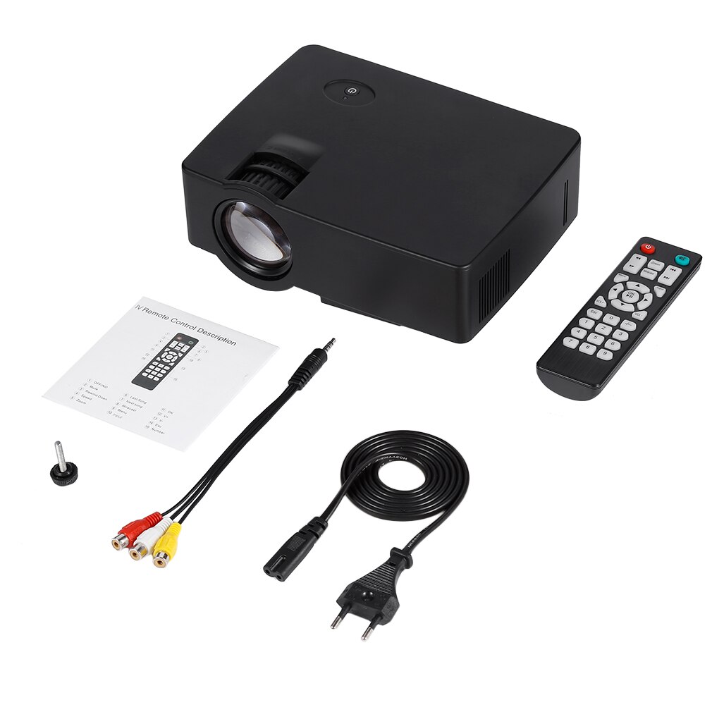 E08 LCD+LED Portable Projector 1500LM 800x480 Pixels HDMI Home Media Player Projection Ceiling UK AU EU Plug: black EU Plug