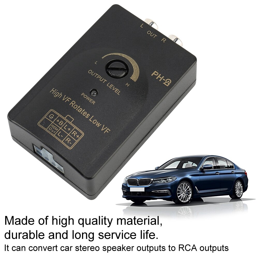 Auto Rca Uitgang Stereo Speaker Hoog Naar Laag Niveau Converter Met Vertraging Functie Voor Autoradio Tot 50 watt