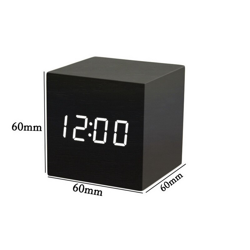 Voice Control LCD Screen Thermometer Clocks indoor Humidity Monitor Electronic Digital Display Temperature Alarm Clock Calendar: black white