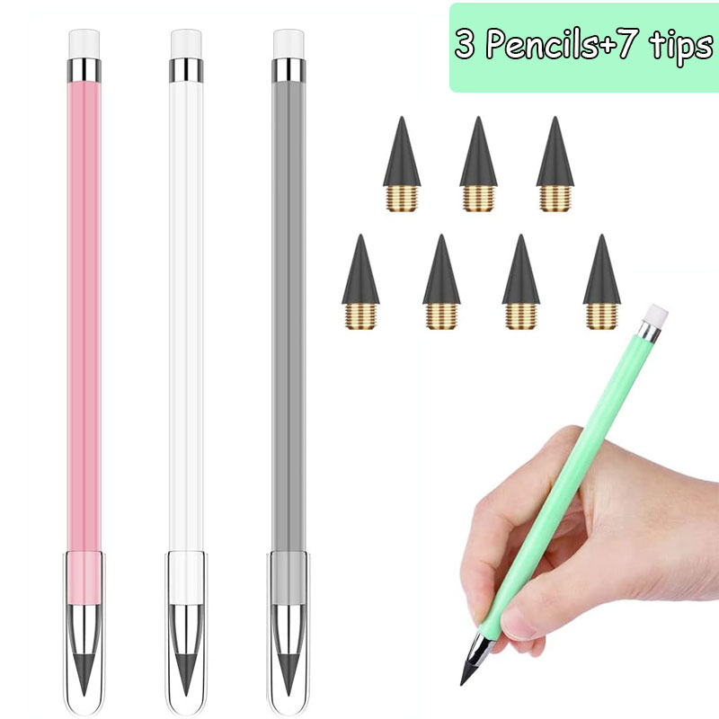 10pcs Eternal pencil set macaron For Kids Cute Pens Painting Art Office&School Supplies Infinity Pencils Tips Set Stationery: green