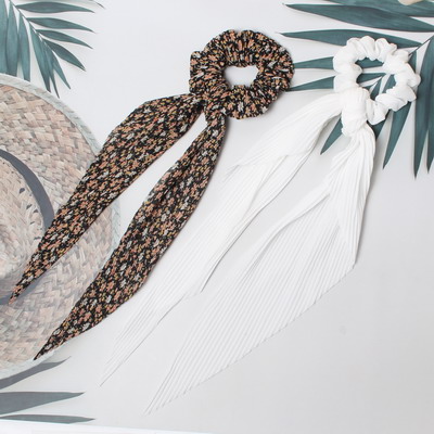 Chouchous élastiques à rayures et points, 2 pièces/lot, élastique pour queue de cheval, bandeau, corde pour cheveux, cravate, Stipe pour femmes et filles: Café