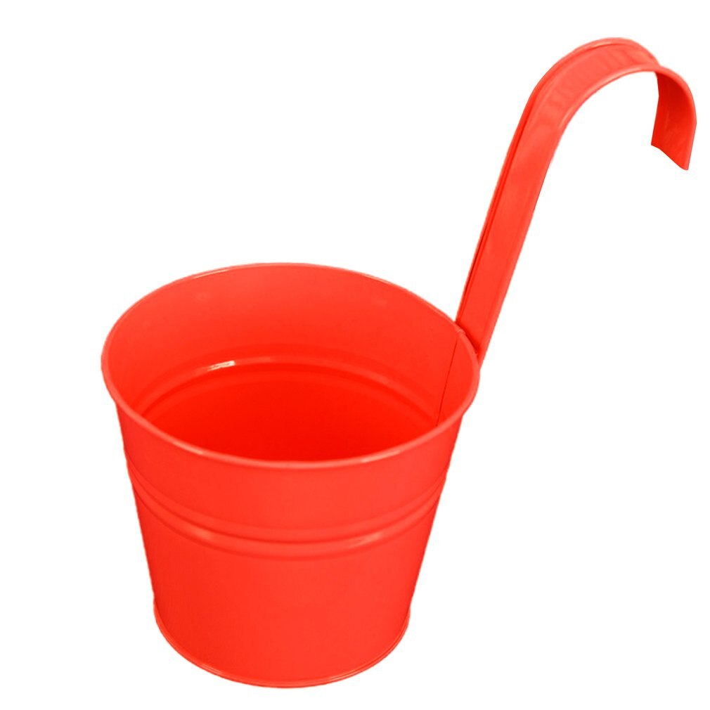 Kleur Metalen Opknoping Emmer Groene Plant Bloem Container Kan Hangen Bloempot Simulatie Bloem Persoonlijkheid Opknoping Pot Emmer: Red