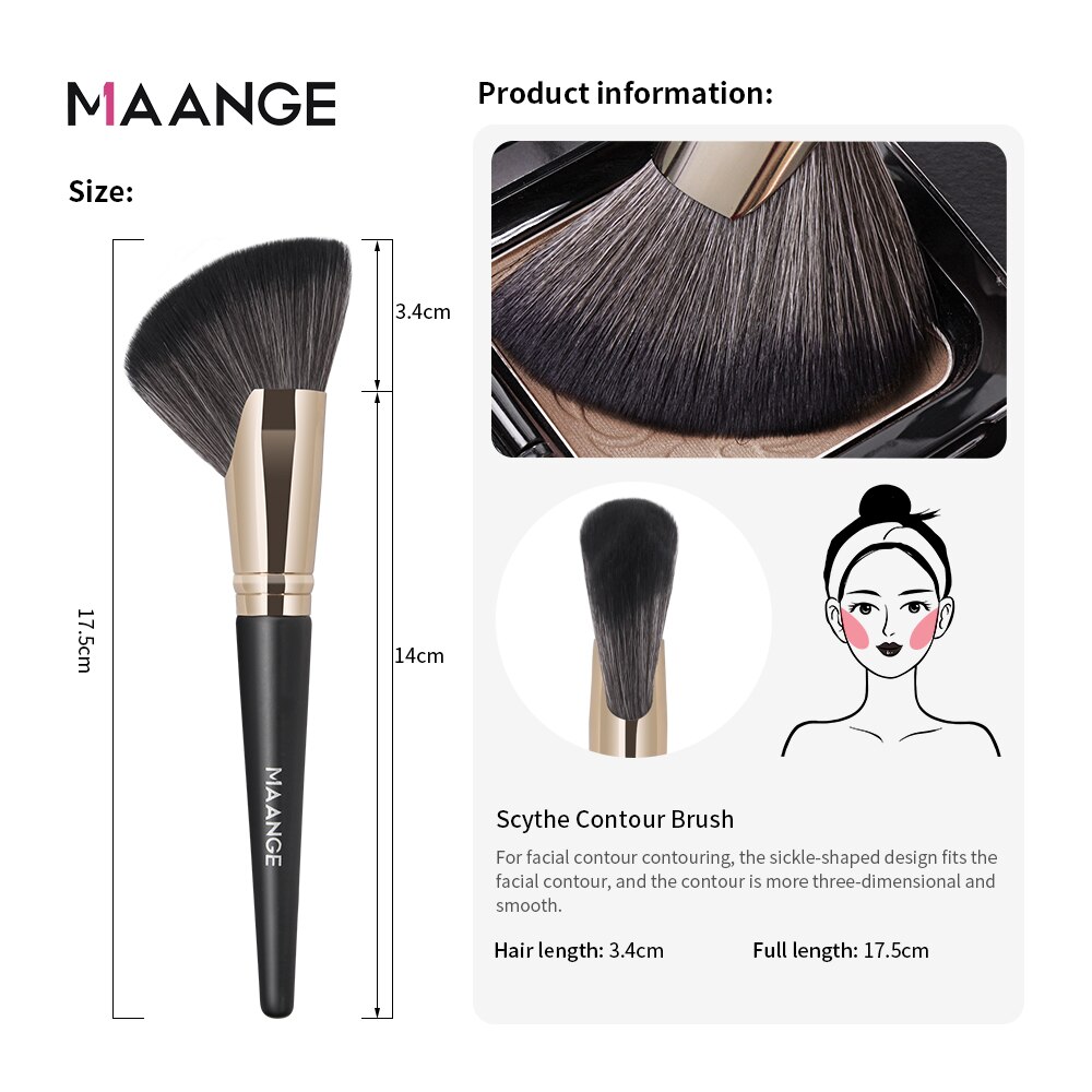 MAANGE-brocha bronceadora para colorete densa, brocha de maquillaje en ángulo, brocha Premium perfecta para resaltar el contorno facial, cremas y polvos