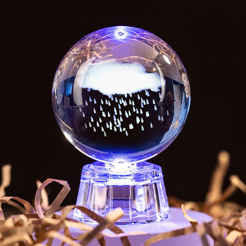 Lámpara de cristal brillante, luz nocturna de galaxia planetaria, bola de cristal, luz de mesita de noche, decoración del hogar, de Navidad: Amarillo claro