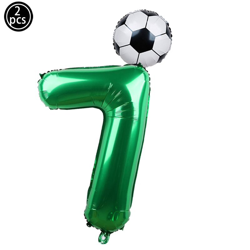 2pcs/lot 32inch Green Number Foil Ballons 18inch Soccer Helium Ballons Football Soccer Birthday Parti Sports Themed Party Decors: Dark Khaki