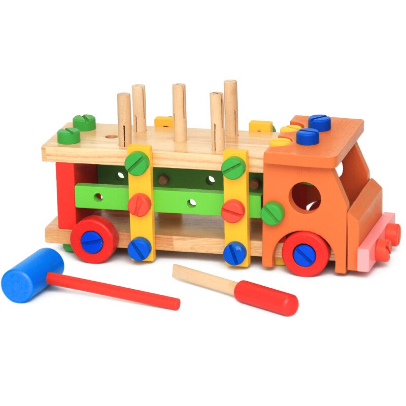 supply Wooden Children Multi - Function Knock - Remove Nut Truck Combination Hands Puzzle Toys Sales