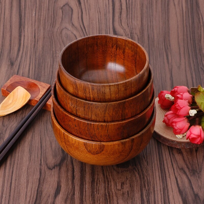 Utensilio de cocina vajilla azufaifo Natural de madera Bol para arroz o sopa comida Containter belleza de contenedor de almacenamiento tazón de fuente