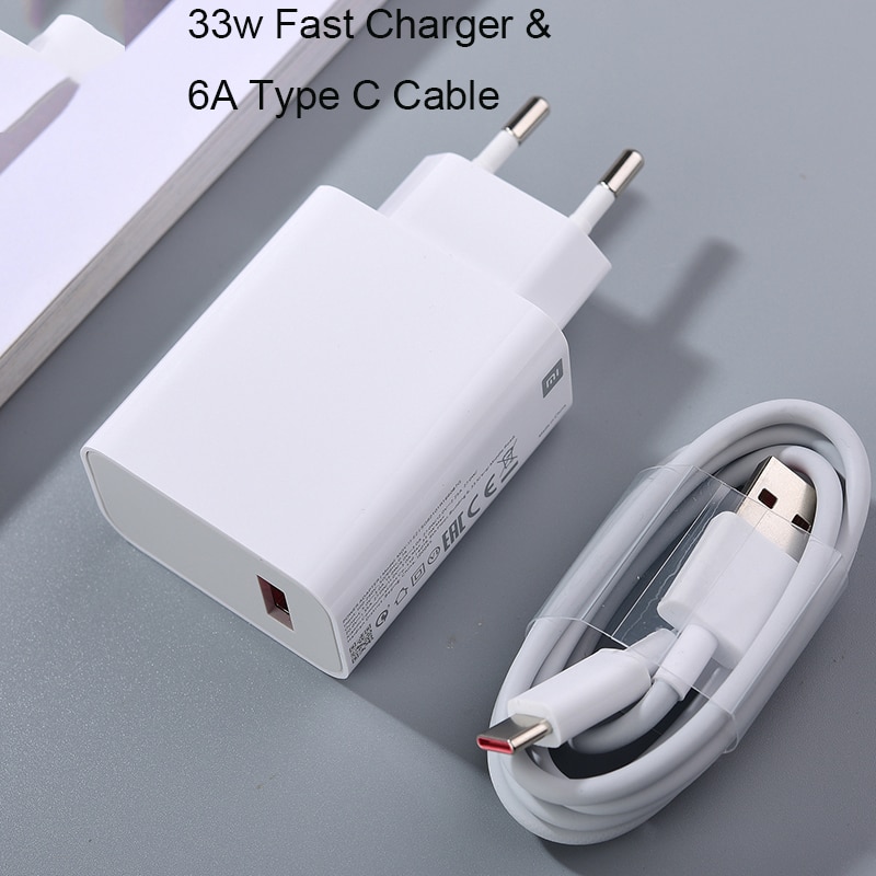 33W For Xiaomi Fast Charger Turbo Charge Adapter 6A Type C Cable For Mi 11Ultra 10 POCO X3 NFC Redmi Note 10 9T 8 K30 K40 pro 5G