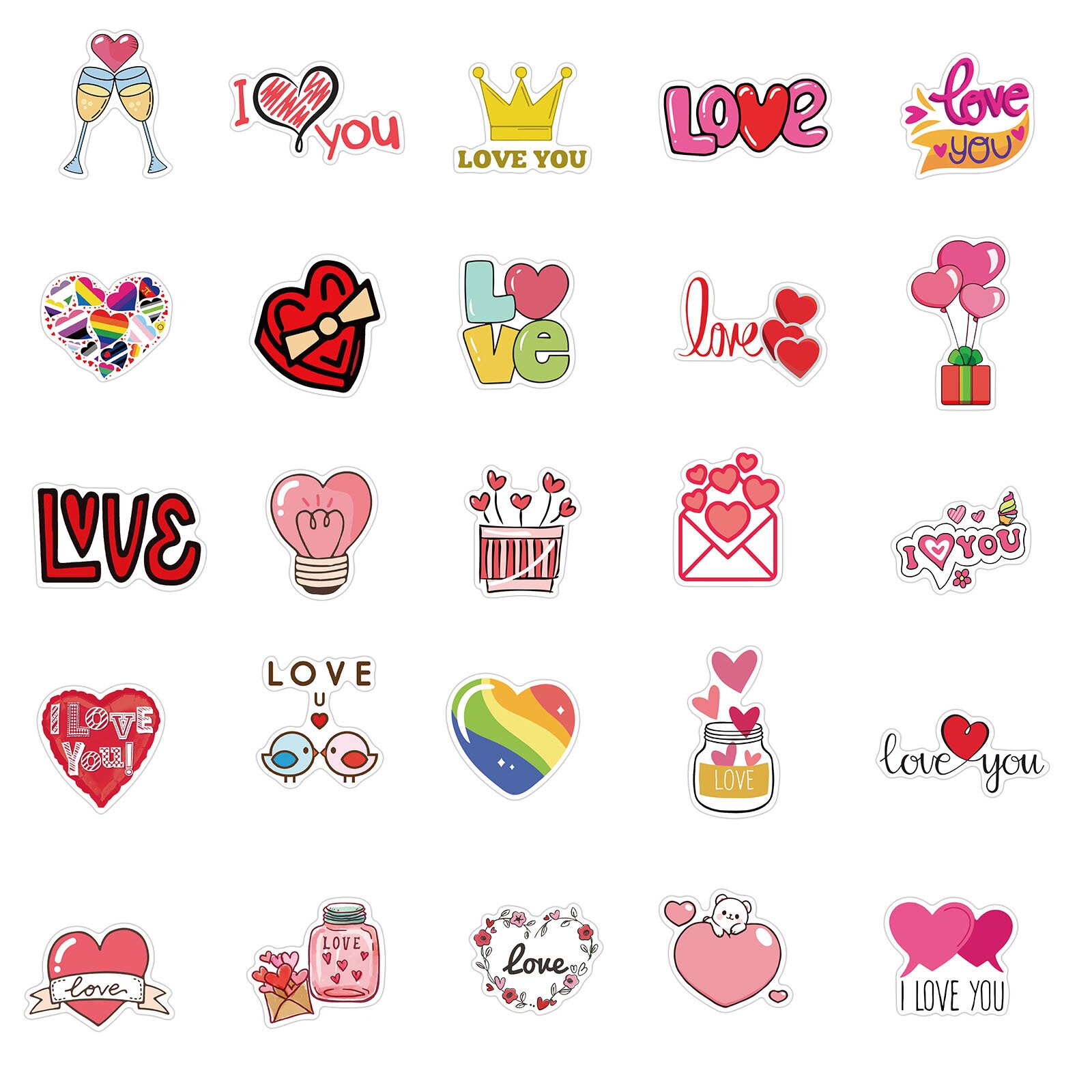 10/30/50Pcs Valentijnsdag Roze Liefde Graffiti Koffer Notebook Mobiele Telefoon Skateboard Kinderen Waterdichte sticker