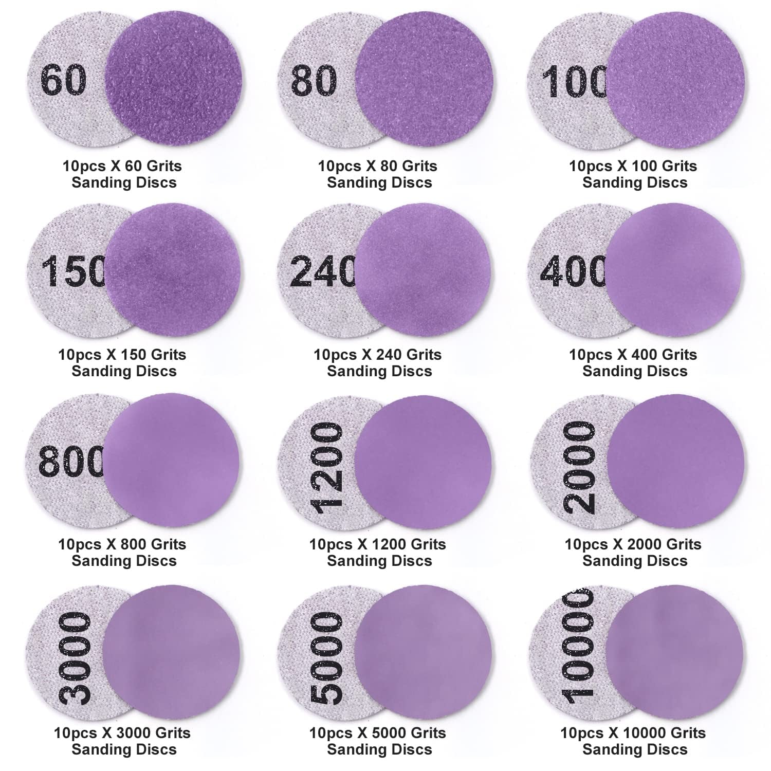 Sanding Disc 1 Inch Wet Dry Sandpaper Hook Loop 60-10000 Grits Backing Plate Interface Pad for Drill Grinder Dremel Rotary Tools