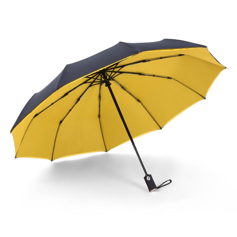 Double Windproof Fold Automatic Umbrella Rain Woman Automatic Weatherproof Rain Men Black Coating Parasols 10 Skeletons 5 Style