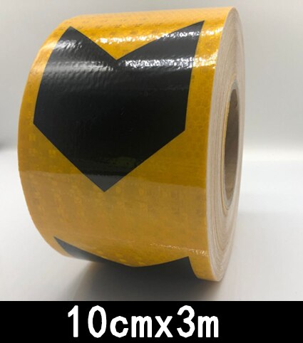 Pegatinas reflectantes de seguridad de 3M para conducción nocturna, pegatinas reflectantes anchas e impermeables, cinta de advertencia, accesorios para coche: 10cmx3m yelow