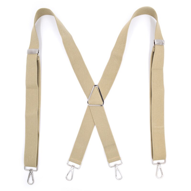 Vintage Shirt Suspenders Braces for Men X Back with Hooks Large Size Heavy Duty Suspensorio Tirante Trousers Pants Strap Bretele: Khaki