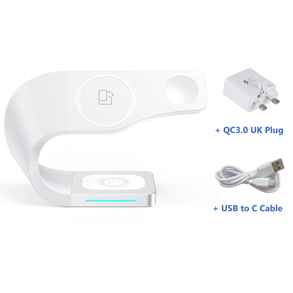 15w magnetische schnelllade-dockingstationen für iphone 13, 13 pro, 12 pro max , 4 in, 1 , airpods pro und iwatch  se 6, 5, 4, 3.: Weißer uk-stecker